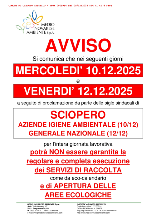 Sciopero raccolta rifiuti