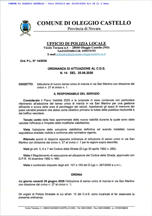 Ordinanza CdS n°14/2026