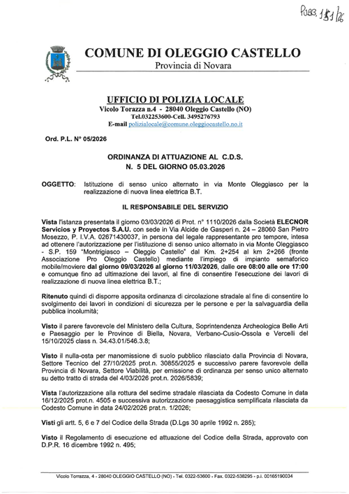 Ordinanza CdS n°5/2026