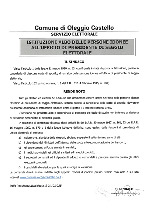 Albo Presidenti di Seggio Elettorale